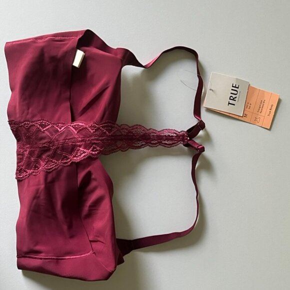 NWT True & Co. True Body Triangle Lace Racerback Bra in Garnet Red Size Medium - Picture 4 of 5